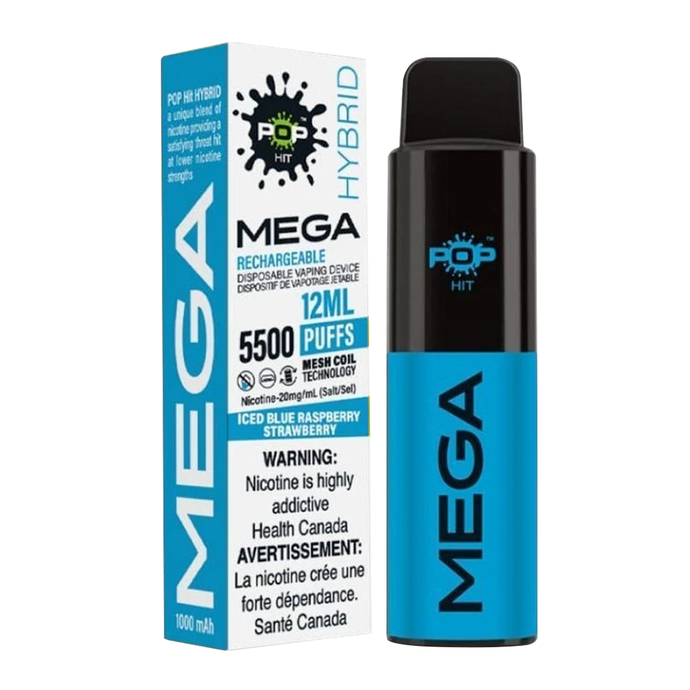 POP Mega Mesh Disposable Vape Iced Blue Raspberry Strawberry