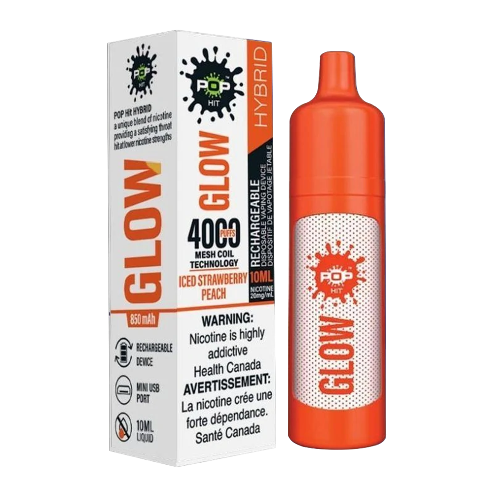 POP Glow Disposable Vape Iced Strawberry Peach