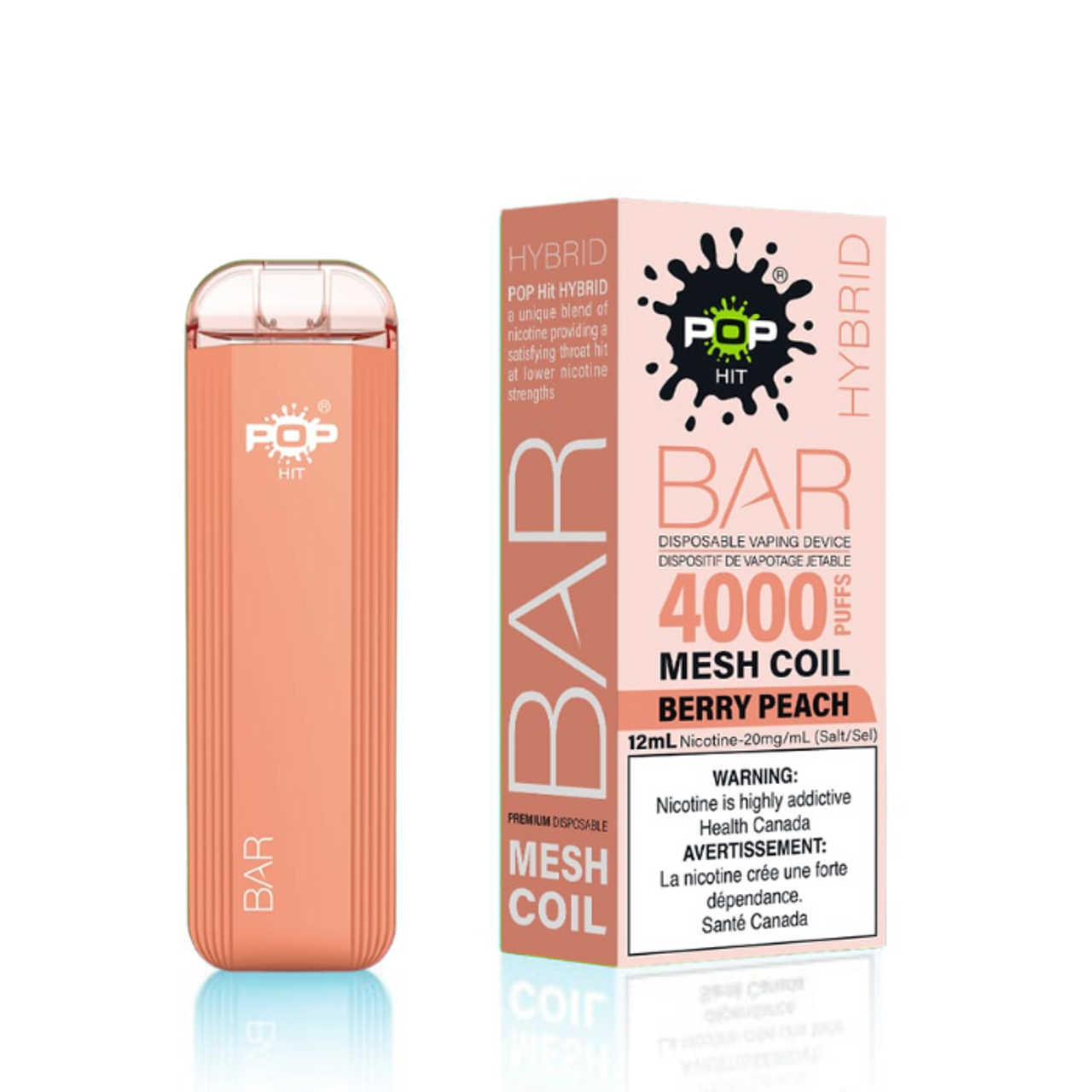 POP Bar 4000 berry peach disposable vape - Popvapor