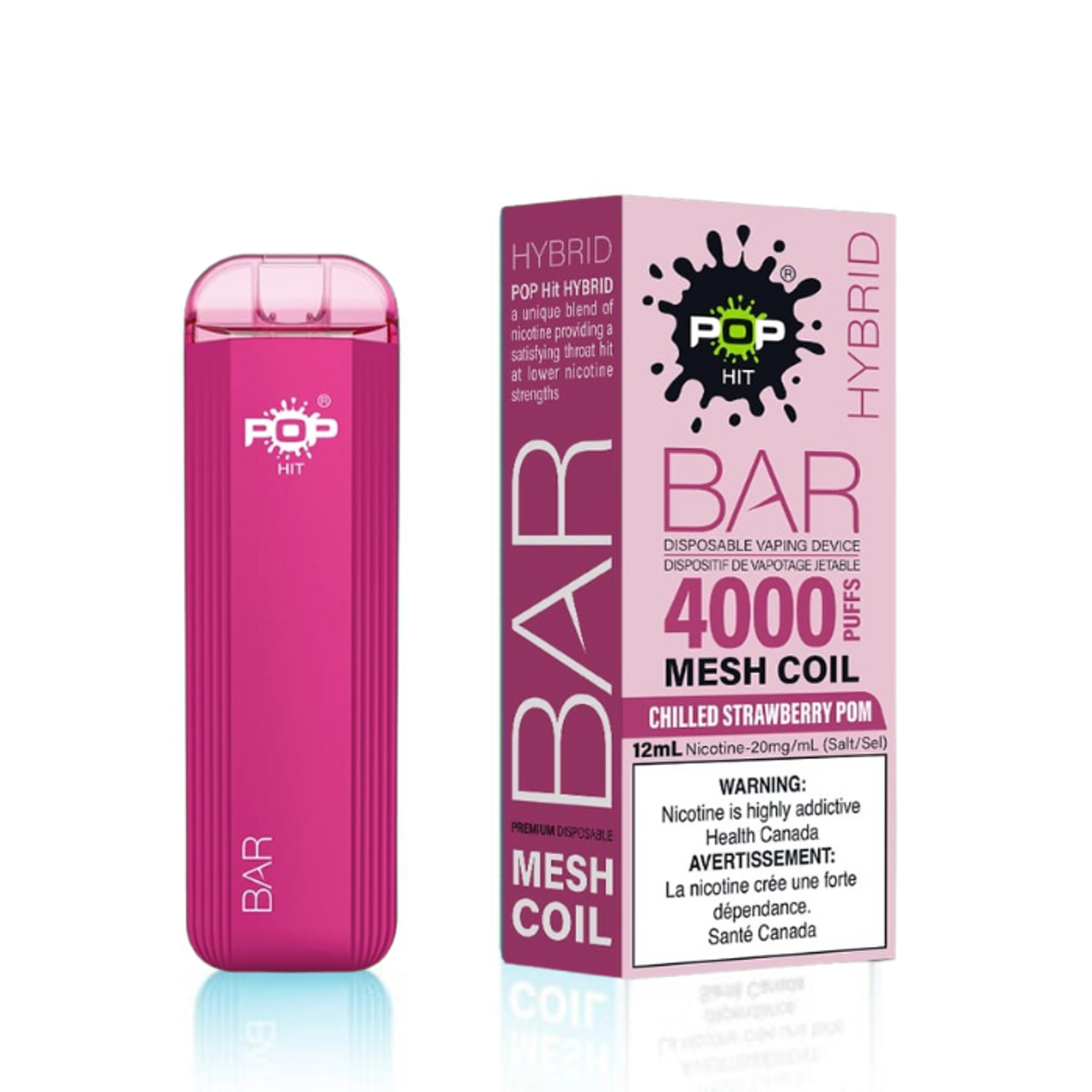 POP Bar 4000 chilled strawberry pom disposable vape - Popvapor